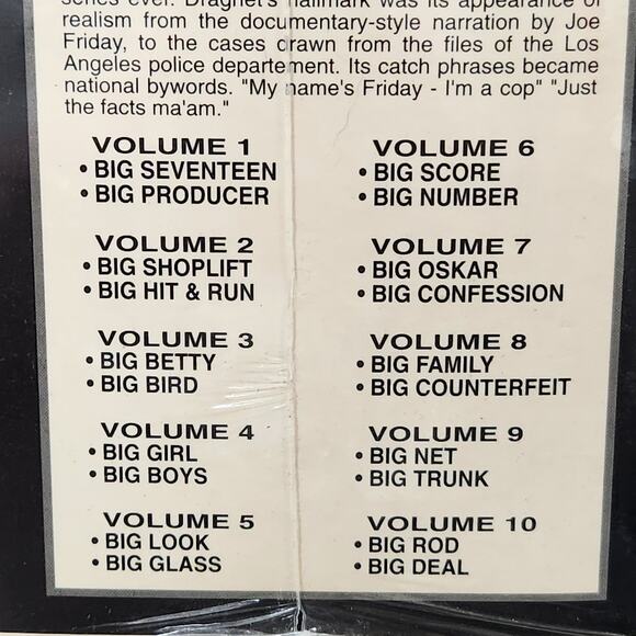 Vintage 1993 Sealed Dragnet The Collector's Edition 20 Episodes 10 VHS Tapes - Picture 3 of 6